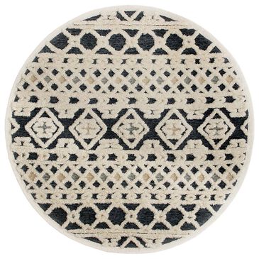 L&R Resources Sinuous Modern Geometric 6" Round Blue, Cream and Tan Area Rug, , large
