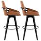 LumiSource Cosmo 30" Swivel Barstool with Camel Upholstery in Black (Set of 2), , large
