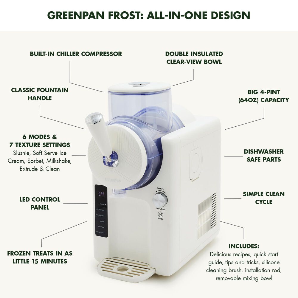 Green Pan 2 Qt. Frost Slush and Soft Serve Ice Cream Maker in Cream, , large