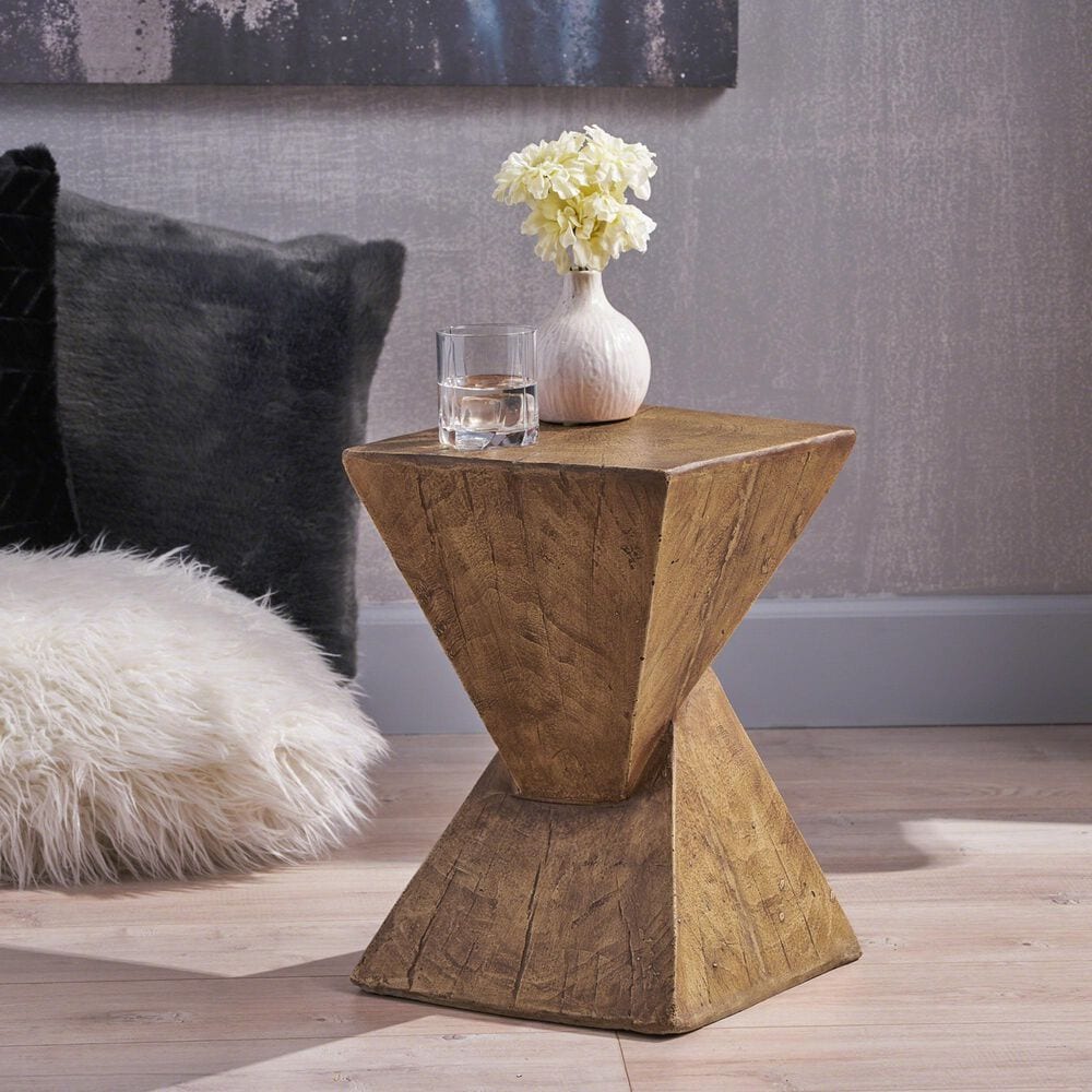 Hearth and Haven Tess Outdoor Twist-Shape Side Table in Natural, , large
