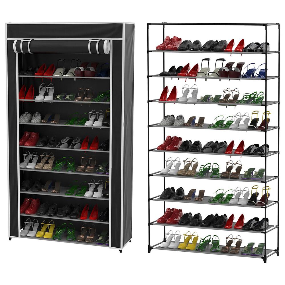 Timberlake Lavish Home Tiered Shoe Rack in Black, , large