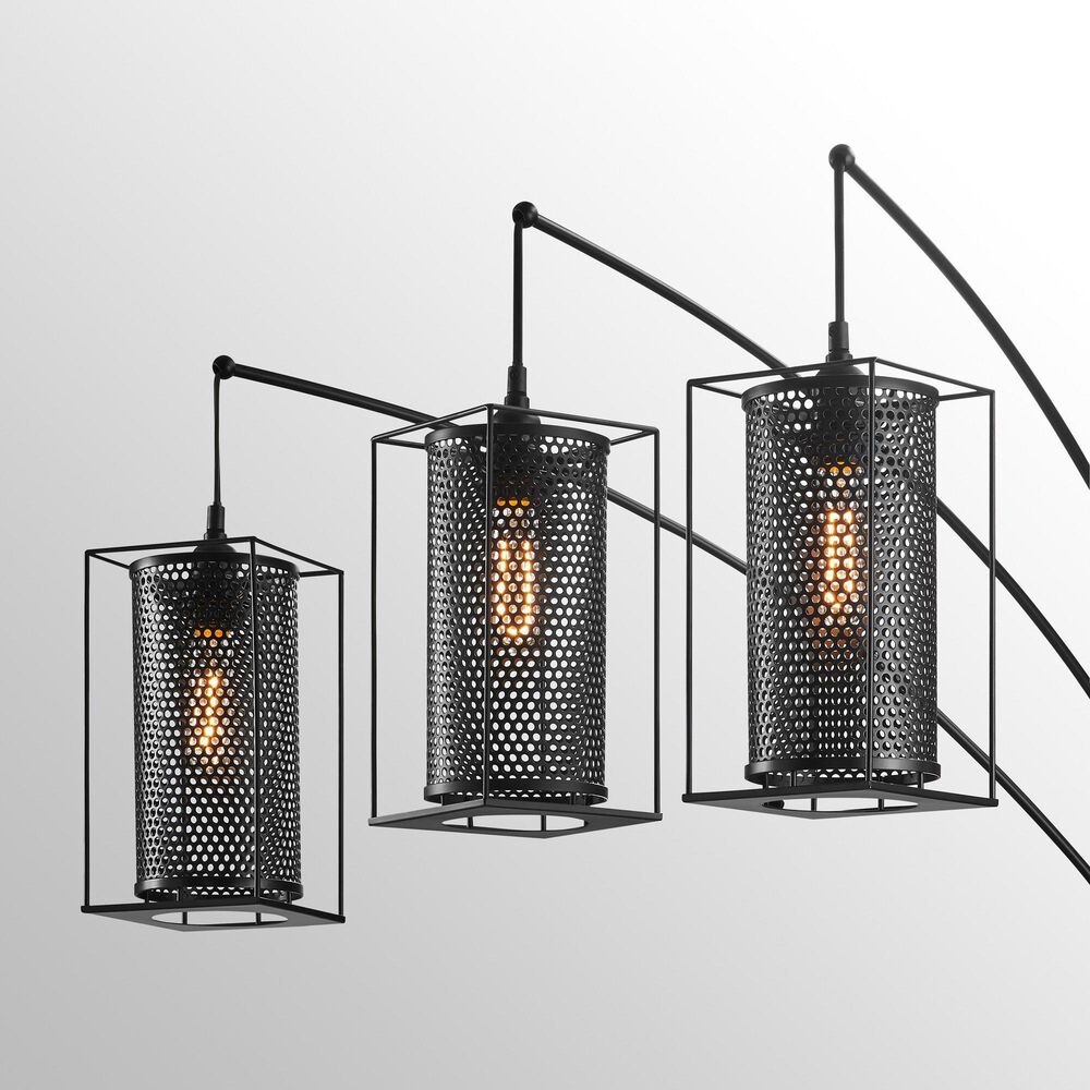 Lite Source Stein 3-Lite Arc Floor Lamp with Edison Bulb in Black, , large