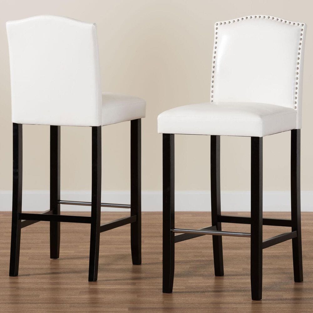Baxton Studio Libra Bar Stool in White (Set of 2), , large