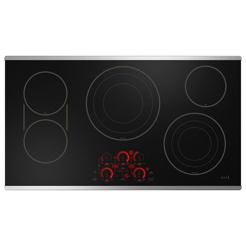 Cafe 2-Piece Kitchen Package with Matte Black 30" Smart Built-In Convection Double Wall Oven and Stainless Steel 36" Electric Cooktop, , large