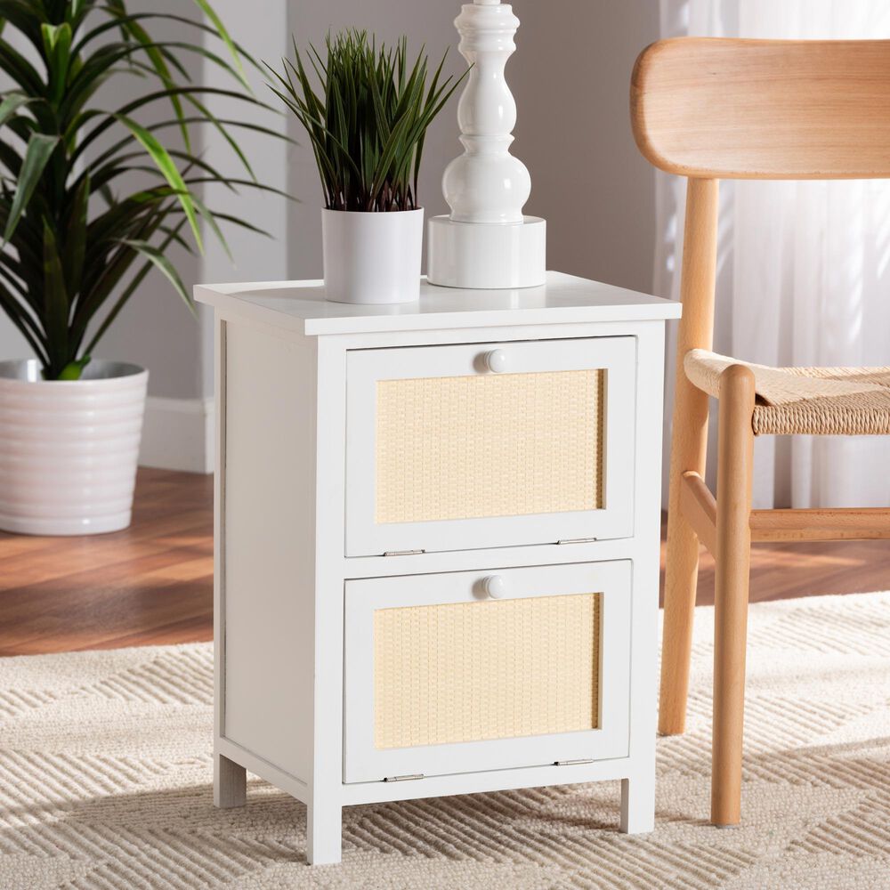 Baxton Studio Sariah 2-Door End Table in White and Beige, , large