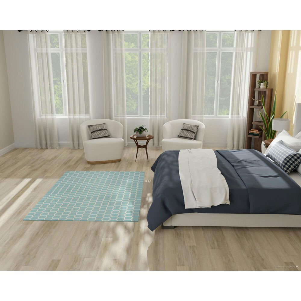 Nourison Twist Reversible 4&#39; x 6&#39; Aqua Indoor/Outdoor Area Rug, , large
