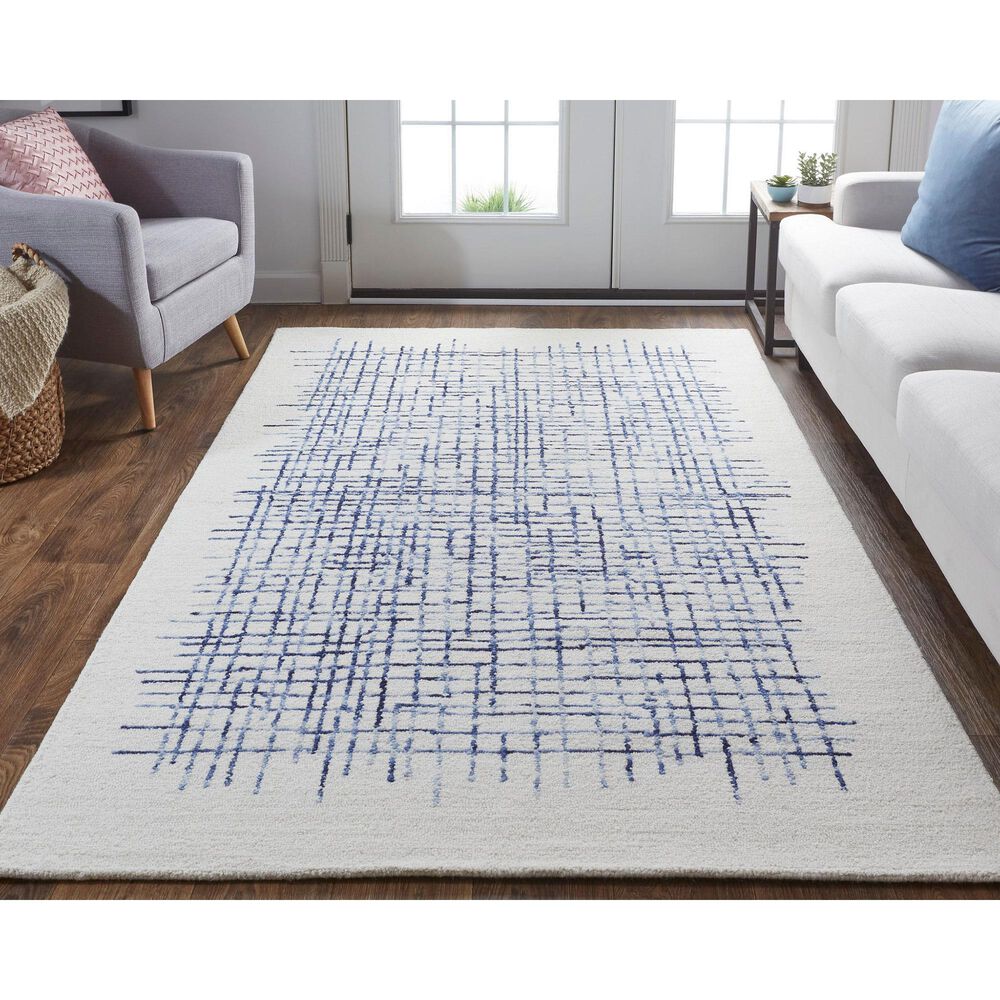 Feizy Maddox 8&#39; x 10&#39; Ivory and Navy Area Rug, , large