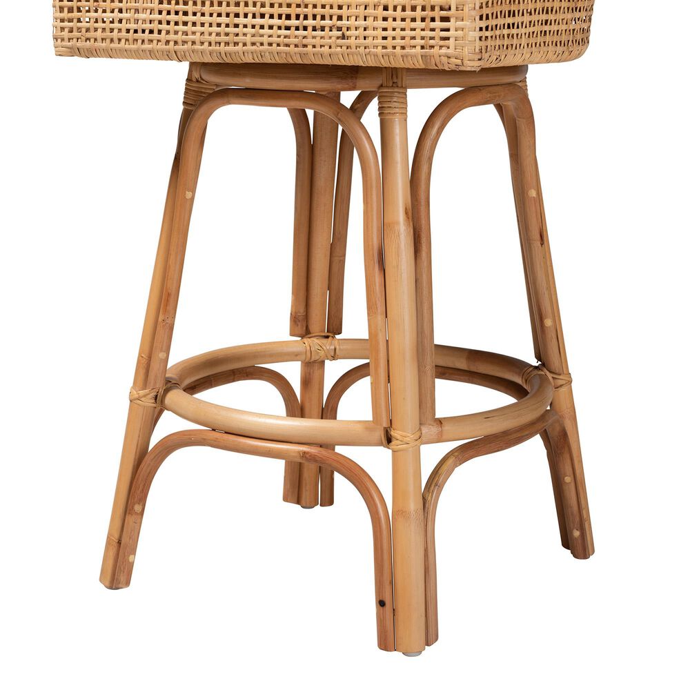 Baxton Studio Bella Swivel Bar Stool in Natural Brown, , large