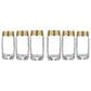 Gifts Plus 12 Oz Greek Key Highball Glasses Tumblers in Clear and Gold (Set of 6), , large