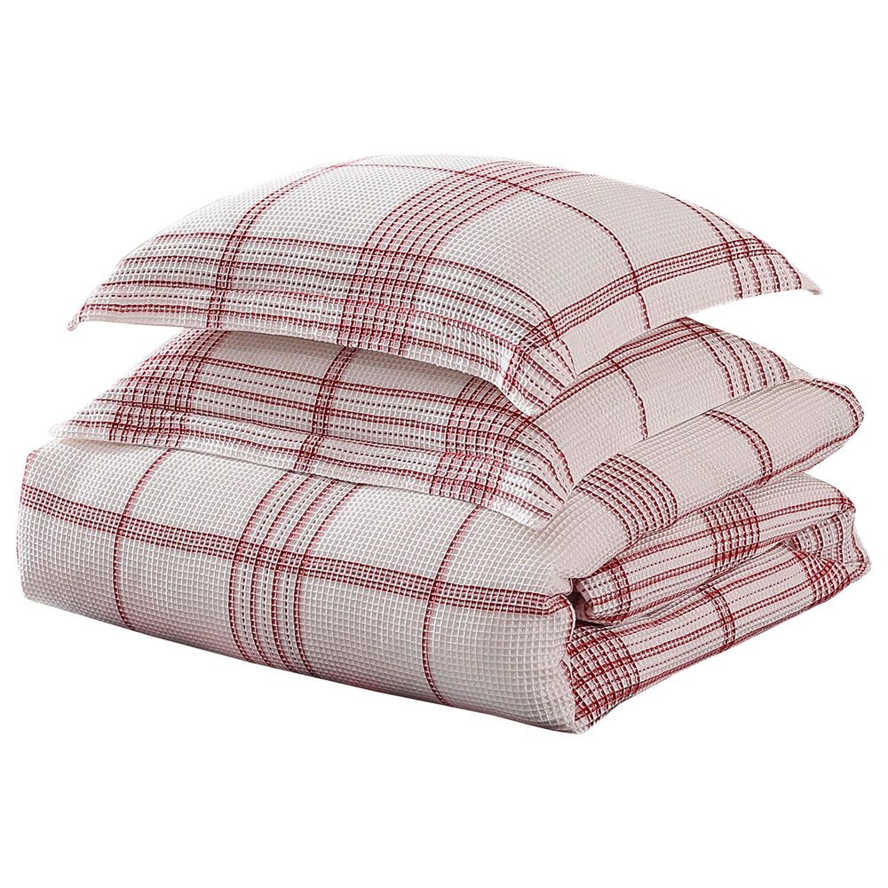 Levtex Waffle Plaid 3-Piece King/California King Comforter Set in Peppermint Red and Cream, , large