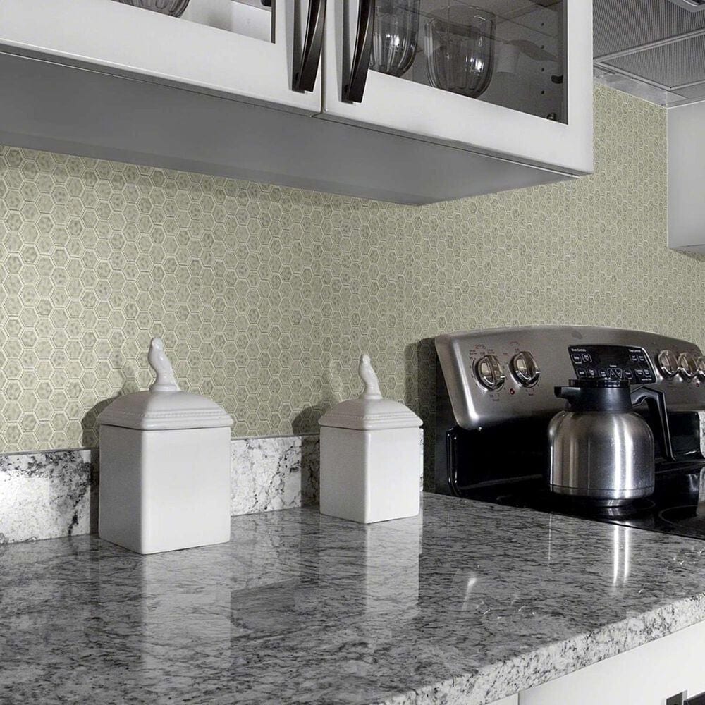 Shaw Geoscape Hexagon Taupe 11.22&quot; x 10.43&quot; Ceramic Mosaic Sheet, , large