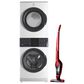 Electrolux 4.4 Cu. Ft. Front Load Washer and 8 Cu. Ft. Electric Dryer Stack Laundry with Chili Red Cordless 2-in-1 Vacuum in White, , large