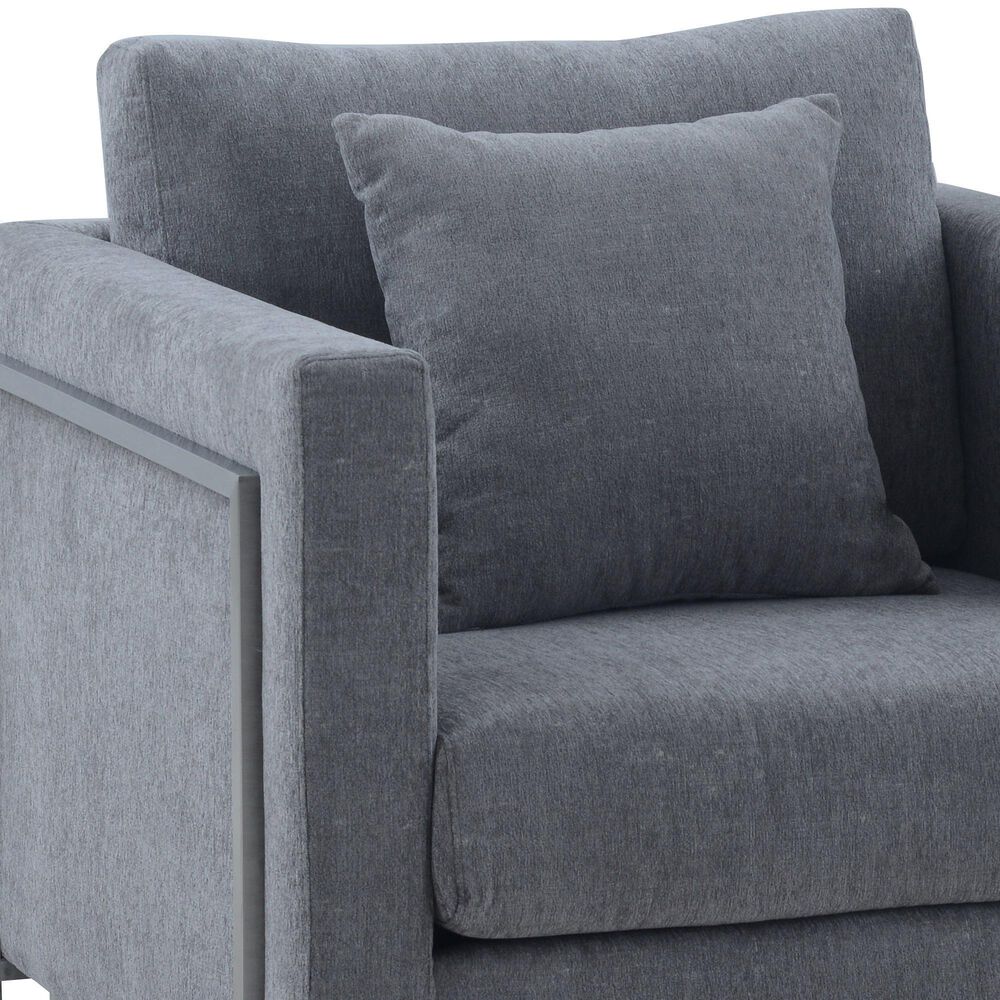 Blue River Heritage 2-Piece Sofa &amp; Chair Set in Gray/Brushed Stainless Steel, , large