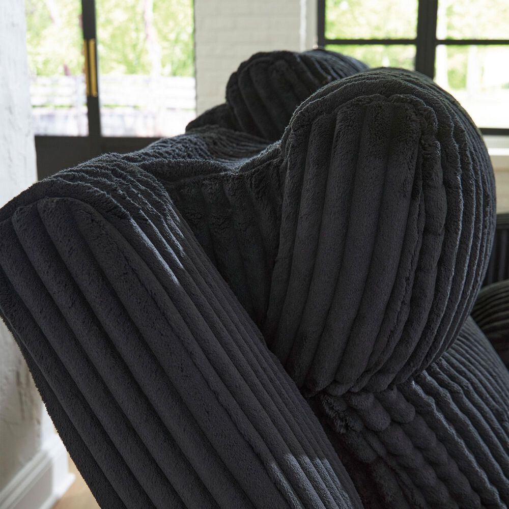 Ashley Forest Lake Power Recliner with Adjustable Headrest in Black Velvet, , large