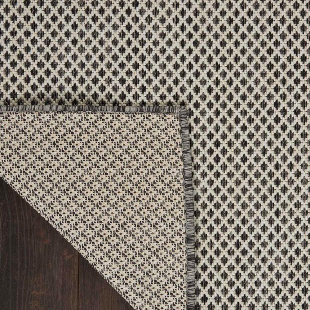 Nourison Courtyard Ivory and Charcoal 8&#39; Square Indoor/Outdoor Area Rug, , large