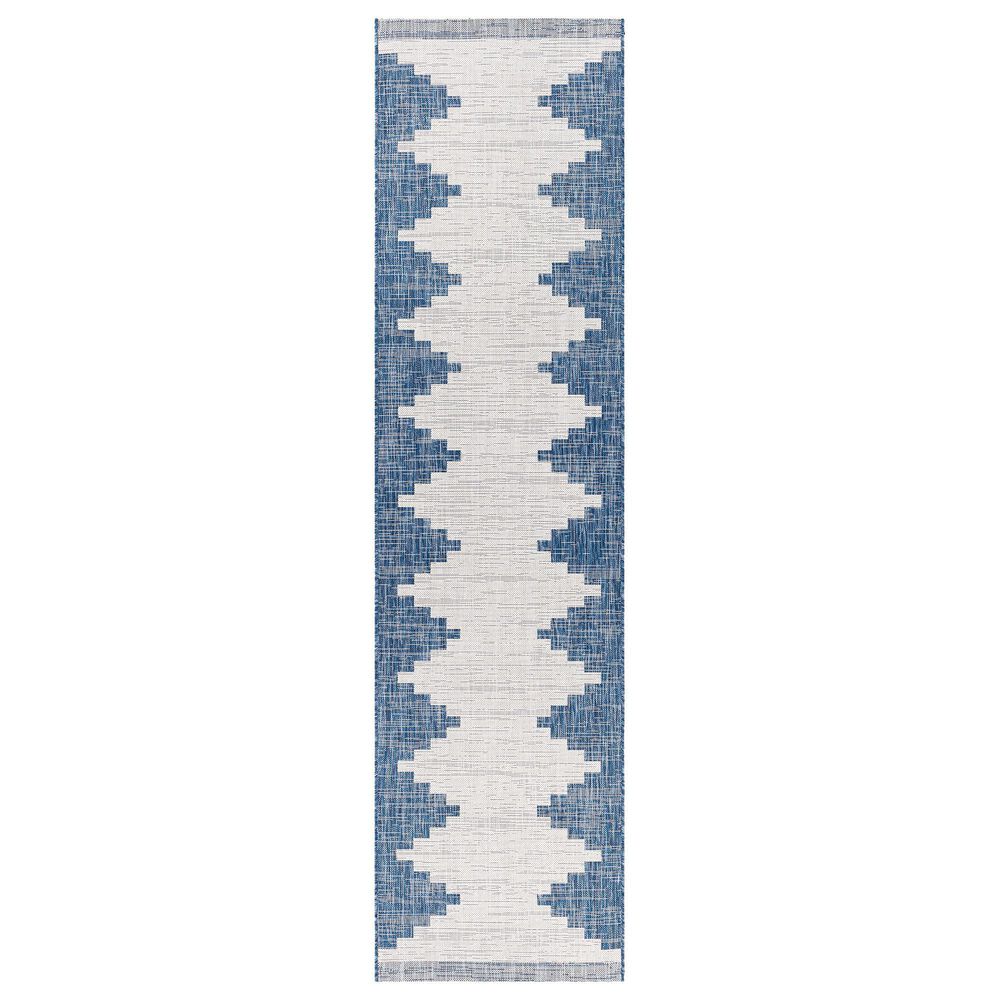 Surya Eagean EAG-2355 Dark Blue, Off-White, Navy and Pale Blue 2"7" x 10" Indoor/Outdoor Runner, , large