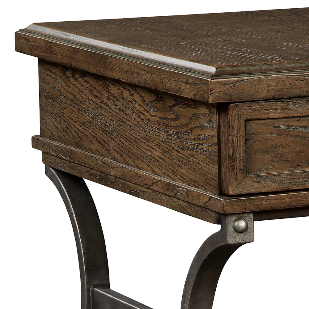 Hekman Wexford Drawer Lamp Table in Brown and Antique Pewter, , large