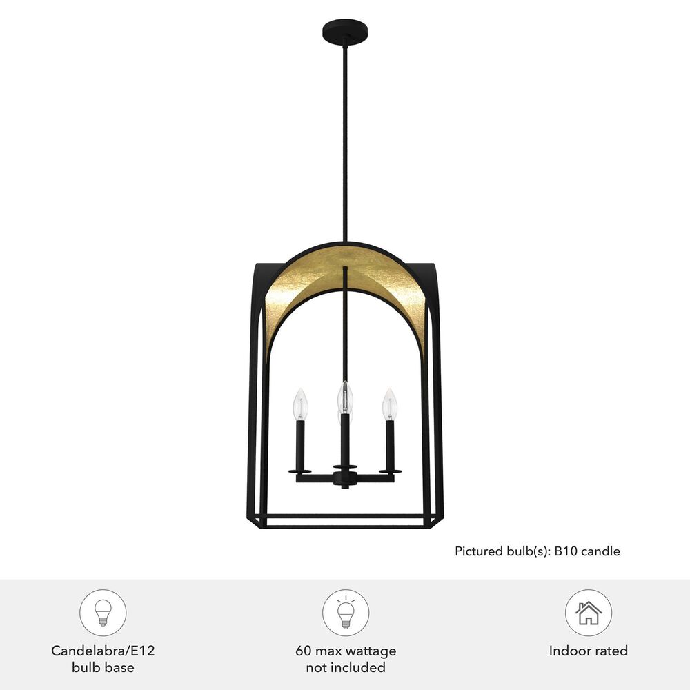 Hunter Dukestown 18&quot; 4-Light Pendant in Natural Iron and Gold Leaf, , large