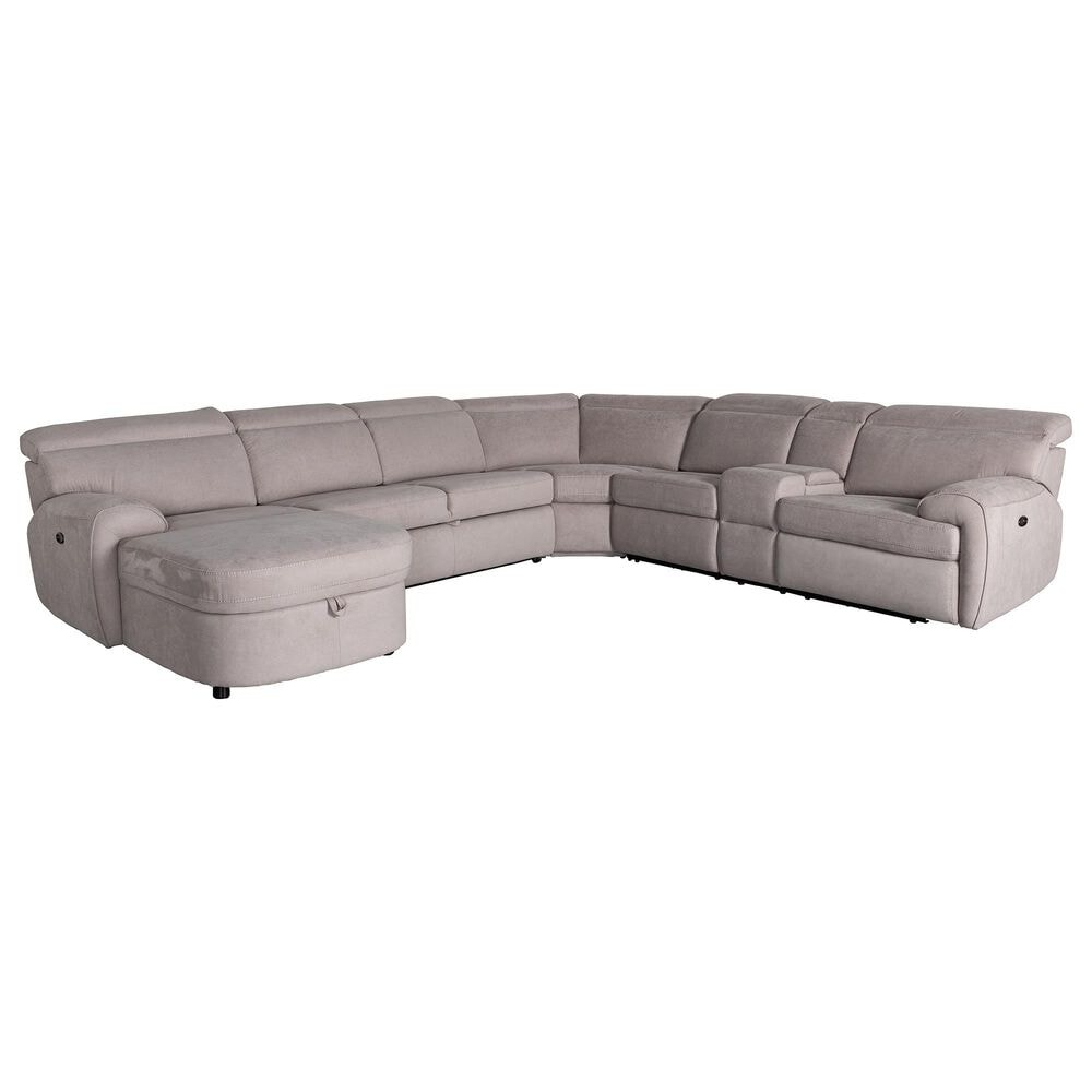 Vogue Home Furnishings 4-Piece Power Left-Facing Reclining Sectional with Chaise in Dove Gray, , large