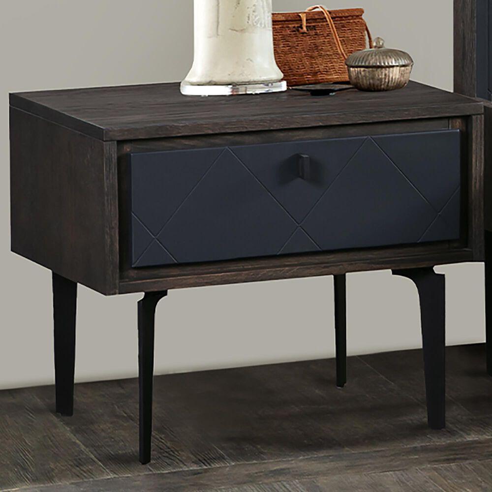 Blue River Cross 1 Drawer Nightstand in Dark Gray, , large
