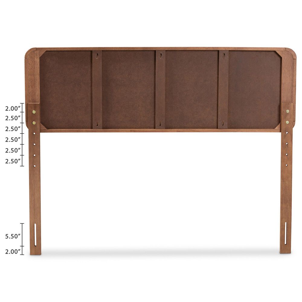 Baxton Studio Sarine Full Panel Headboard with Dark Grey Upholstered in Walnut Brown, , large