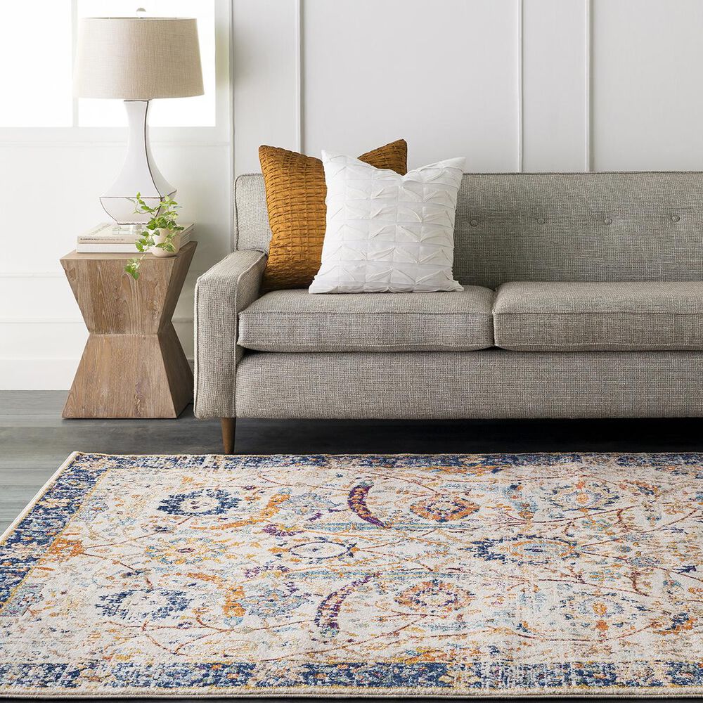37B Harput HAP-1014 7&#39;10&quot; x 10&#39;3&quot; Blue, Orange and Saffron Area Rug, , large