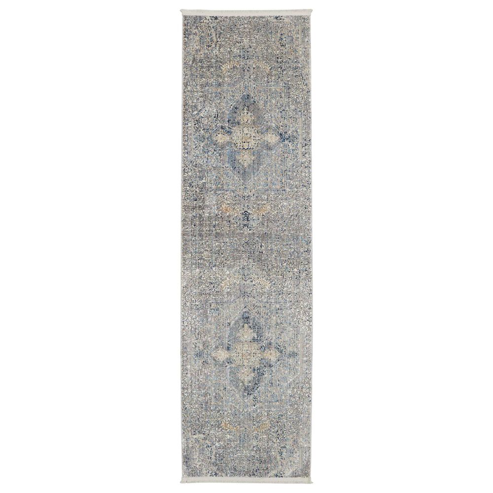 Nourison Lustrous Weave LUW04 2"2" x 7"6" Blue and Grey Runner, , large