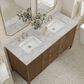 James Martin Vanities Myrrin 60" Double Bathroom Vanity in Mid-Century Walnut with 3 cm Eternal Jasmine Pearl Silestone Top, Rectangular Sinks and FreePower Wireless Charger, , large