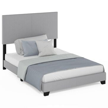 HOMLUX Pessac Full Fabric Upholstered Panel Bed Frame in Glacier, , large