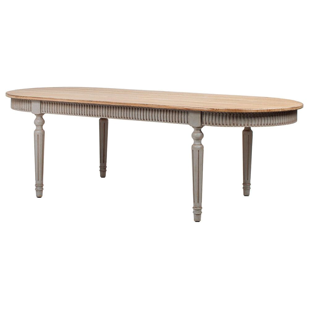 Jennifer Taylor Home Colette Oval Dining Table in Antique Natural Brown and Antique Blue-Grey - Table Only, , large