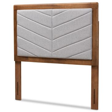 Baxton Studio Iden Twin Upholstered Headboard in Light Grey/Brown, , large