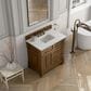 James Martin Vanities Brookfield 36" Single Bathroom Vanity in Honey Oak with 3 cm Ethereal Noctis Quartz Top and Rectangular Sink, , large