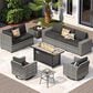 HOMLUX 10-Piece Outdoor Patio Wicker Sectional Furniture Set in Dark Gray, , large