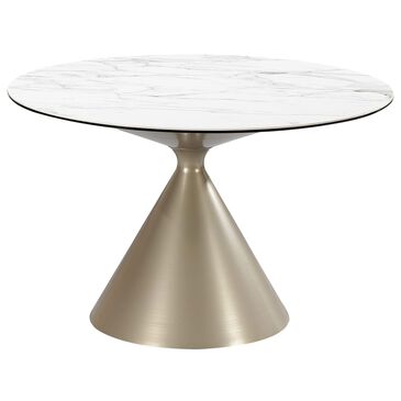 Urban Home Winston Round Dining Table in Oat Milk and Champagne - Table Only, , large