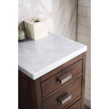 James Martin Vanities Addison 15" Cabinet in Mid Century Acacia with 3 cm Carrara White Marble Top, , large