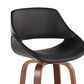LumiSource Fabrico 30" Swivel Fixed-Height Bar Stool with Black Faux Leather Upholstery in Black and Walnut (Set of 2), , large