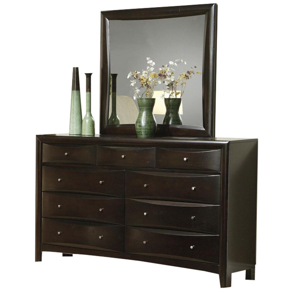 at HOME Dayton 9-Drawer Dresser and Mirror in Cappuccino, , large