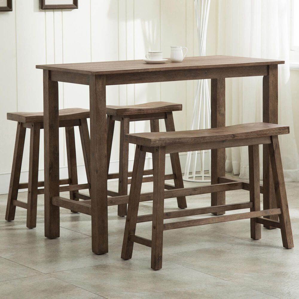 Boraam Industries Sonoma 4-Piece Pub Set in Barnwood Wire Brush, , large