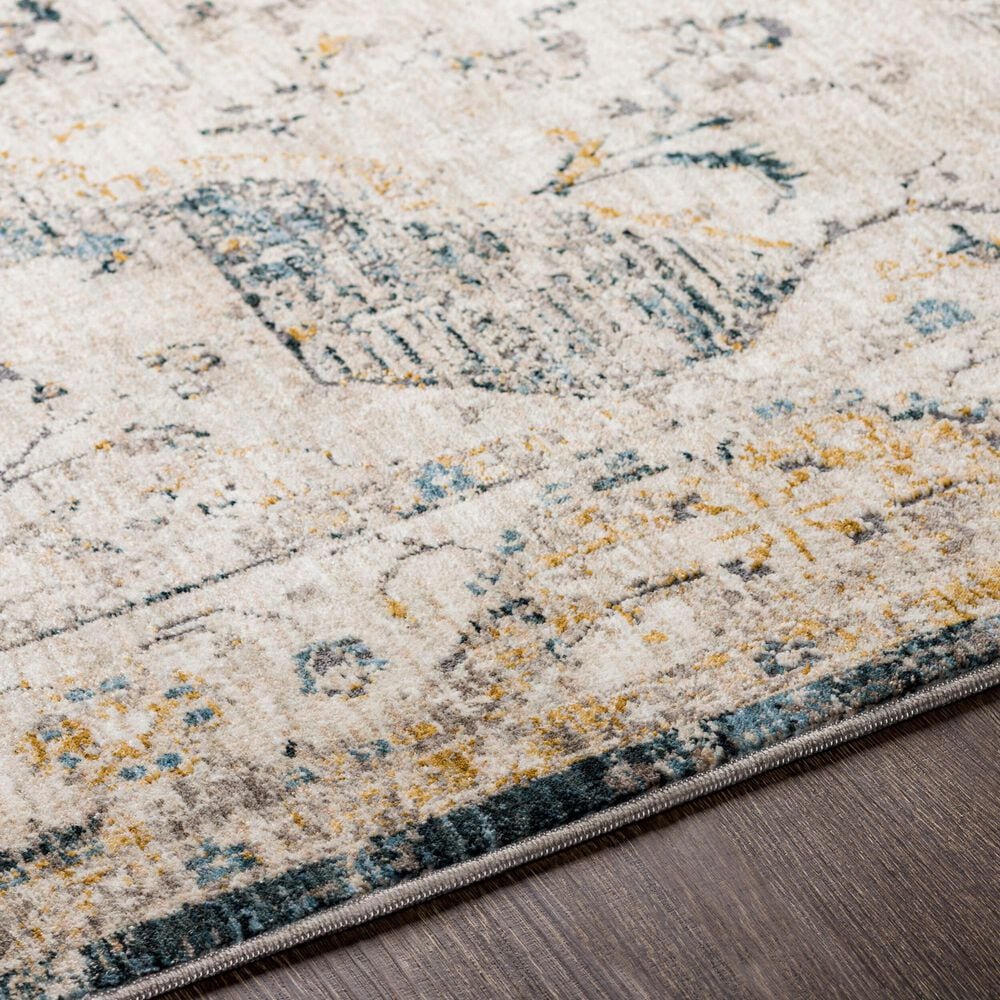 Surya Cardiff CDF-2303 Medium Gray, Light Blue, Mustard and Dark Blue 2'7" x 7'3" Runner, , large