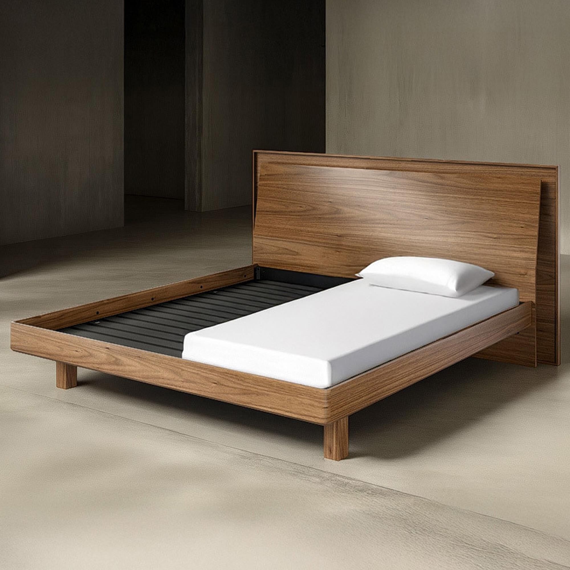 BDI Kava King Platform Bed in Natural Walnut with Lighting and USB