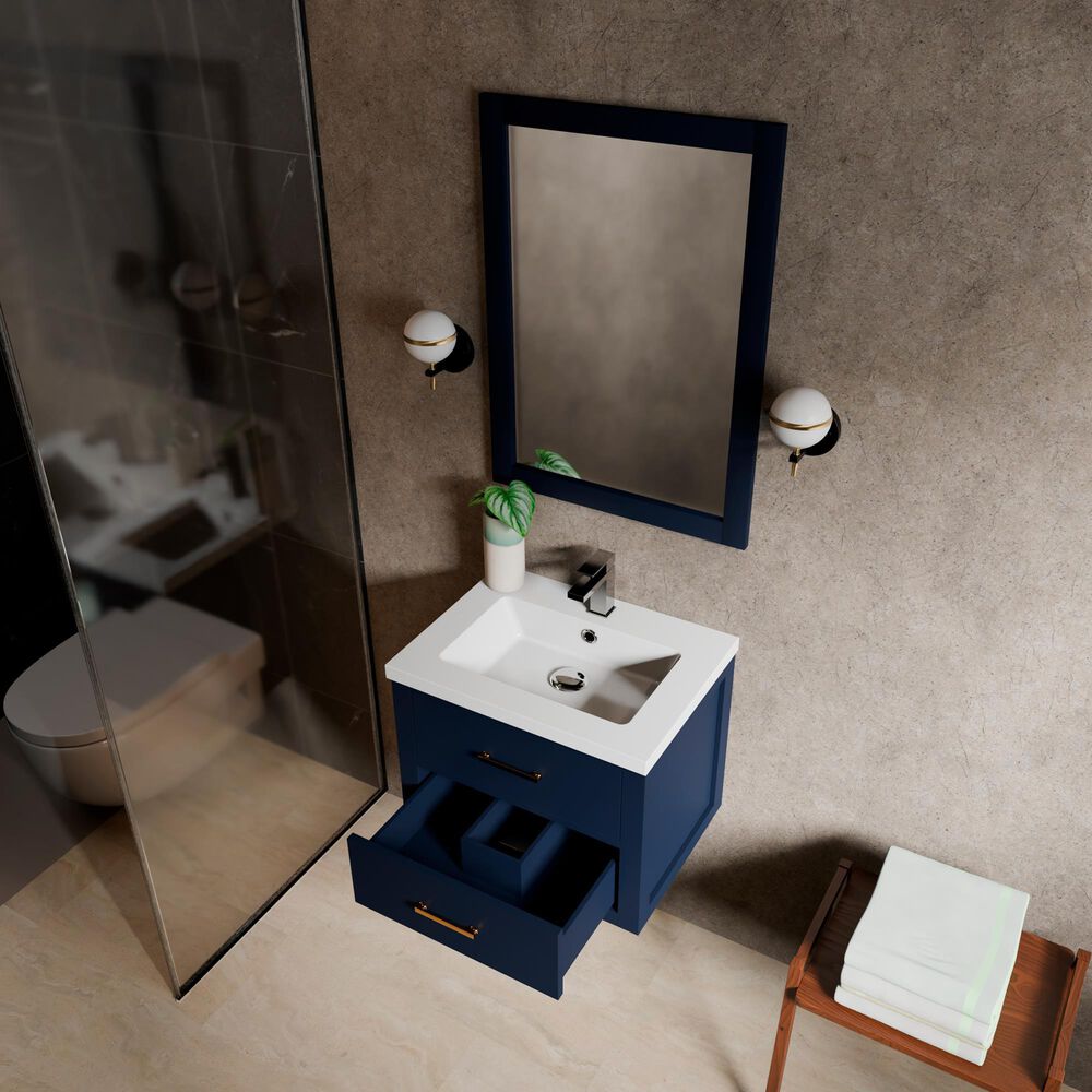 Lexora Home Castor 24" Single Bathroom Vanity in Blue with White Acrylic Top and Rectangular Sink, , large