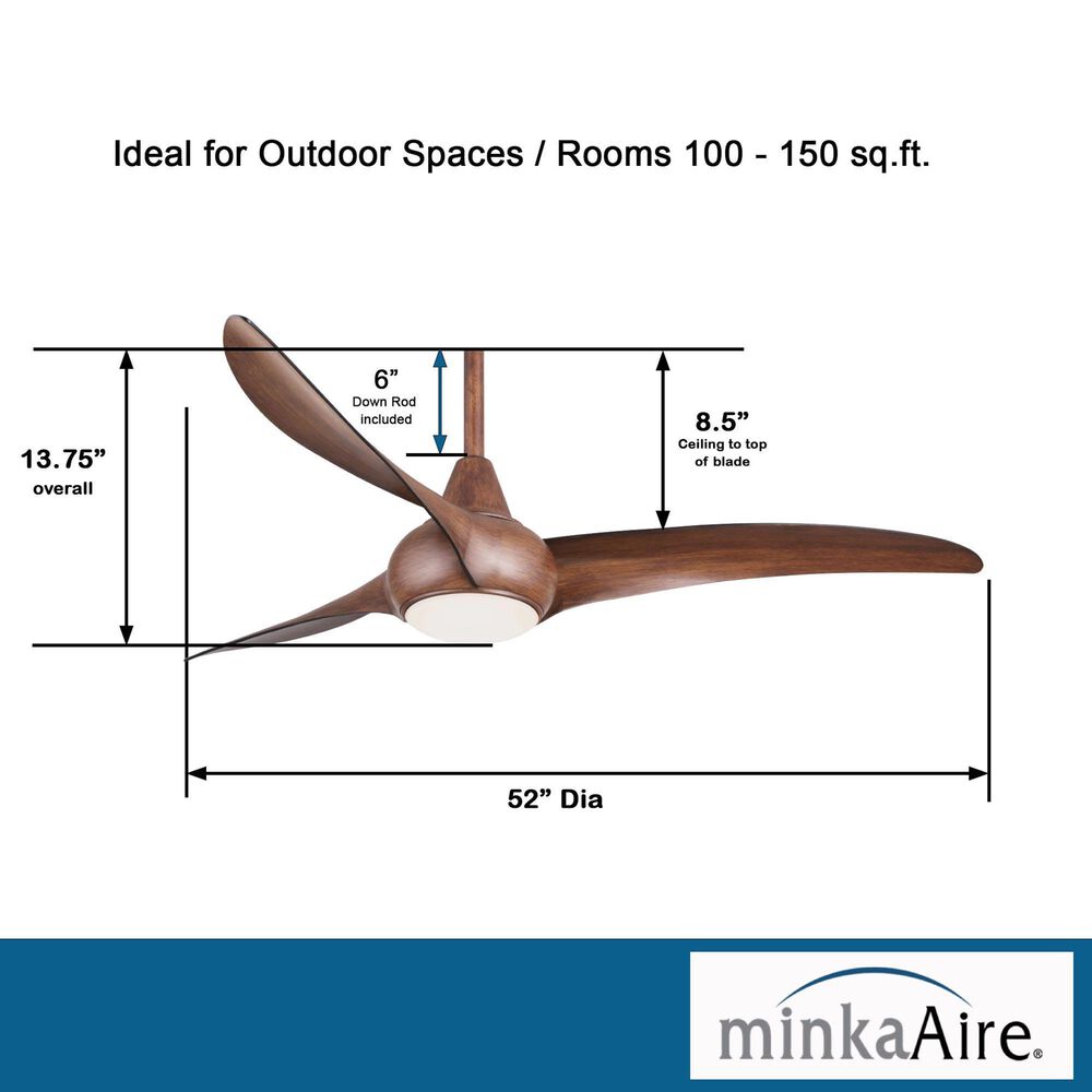 Minka-Aire Light Wave 52" Ceiling Fan with LED Light in Distressed Koa, , large