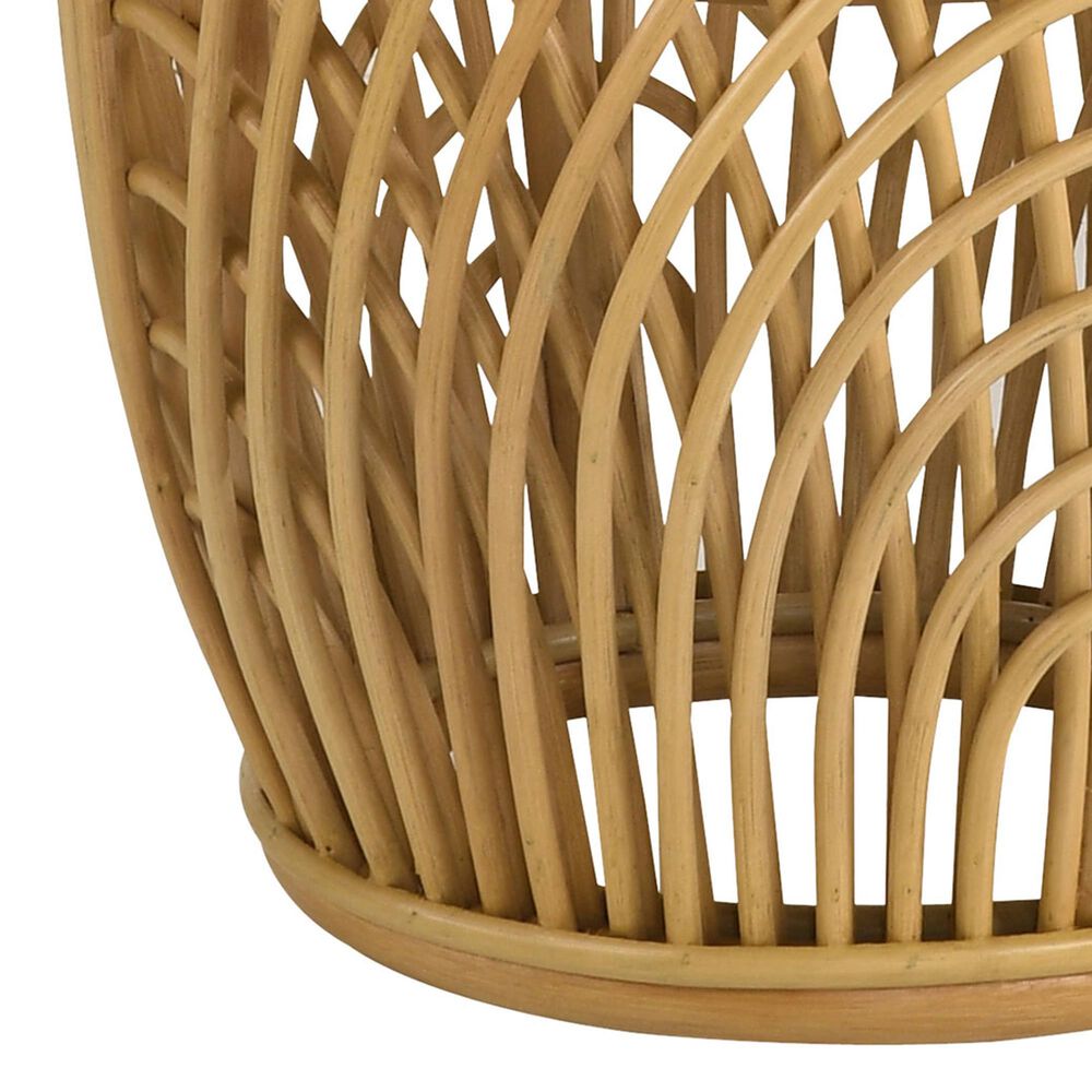 Pacific Landing Dahlia Round End Table in Natural Brown, , large