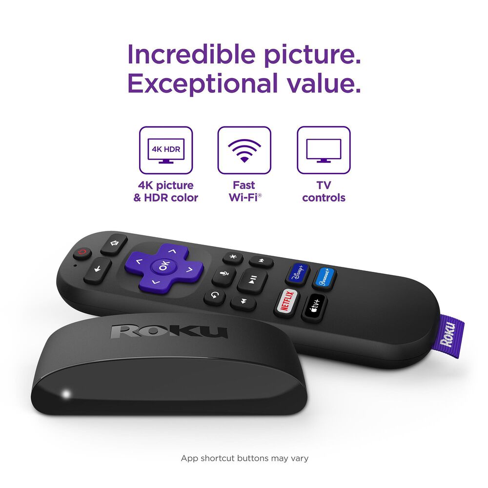Roku Express 4K+ | Streaming Player HD/4K/HDR with Roku Voice Remote with TV Controls, includes Premium HDMI Cable, , large