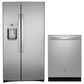 GE Appliances 2-Piece Kitchen Package with 25.1 Cu. Ft. Side-By-Side Refrigerator and Integrated Dishwasher in Fingerprint Resistant Stainless, , large