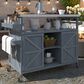 HOMLUX 50" Outdoor Kitchen Island in Grey Blue and Stainless Steel, , large