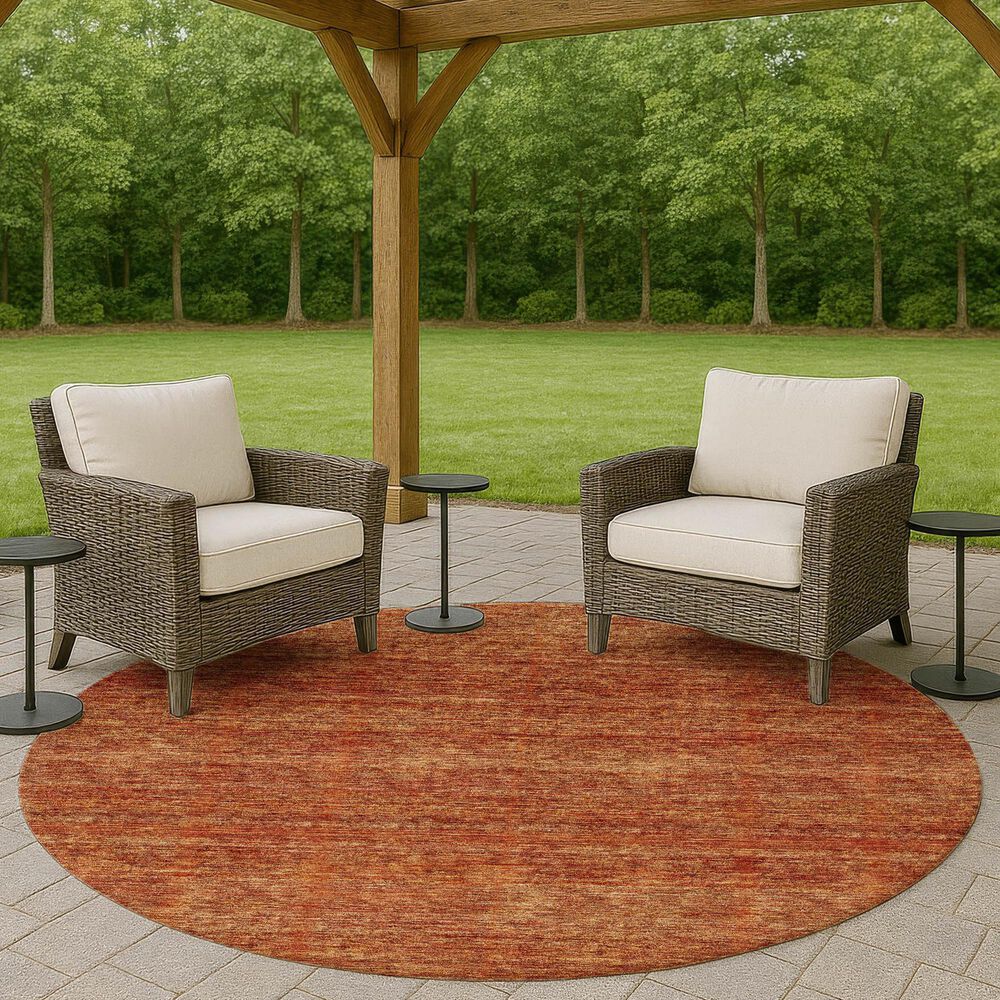 Dalyn Rug Company Soft Essentials Solid Paprika 8' Round Indoor/Outdoor Area Rug, , large