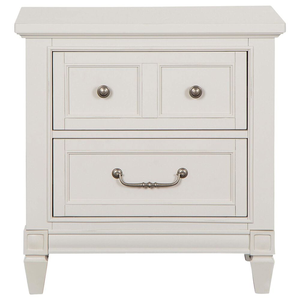 Nicolette Home Willowbrook King Panel Bed with Upholstered Headboard with Dresser, Chest, and Two Nightstands in Egg Shell White, , large