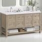 James Martin Vanities Breckenridge 60" Double Bathroom Vanity in Whitewashed Oak with 3 cm White Zeus Quartz Top and Rectangular Sinks, , large