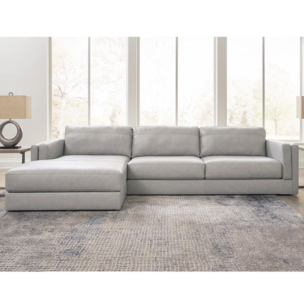 Ashley 2-Piece Leather Sofa with Chaise in Glacier, , large